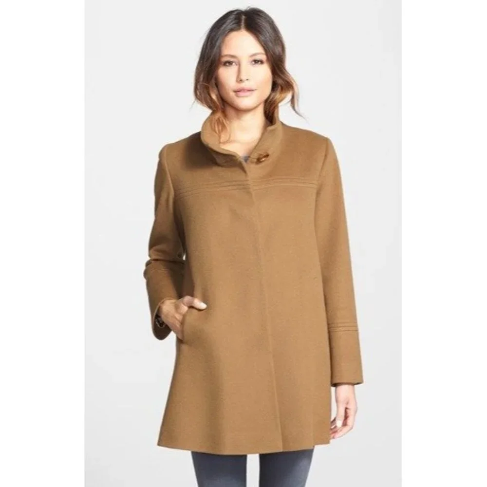 🆕FLEURETTE Wool Stand Collar Car Coat Currant 4 - Picture 10 of 12